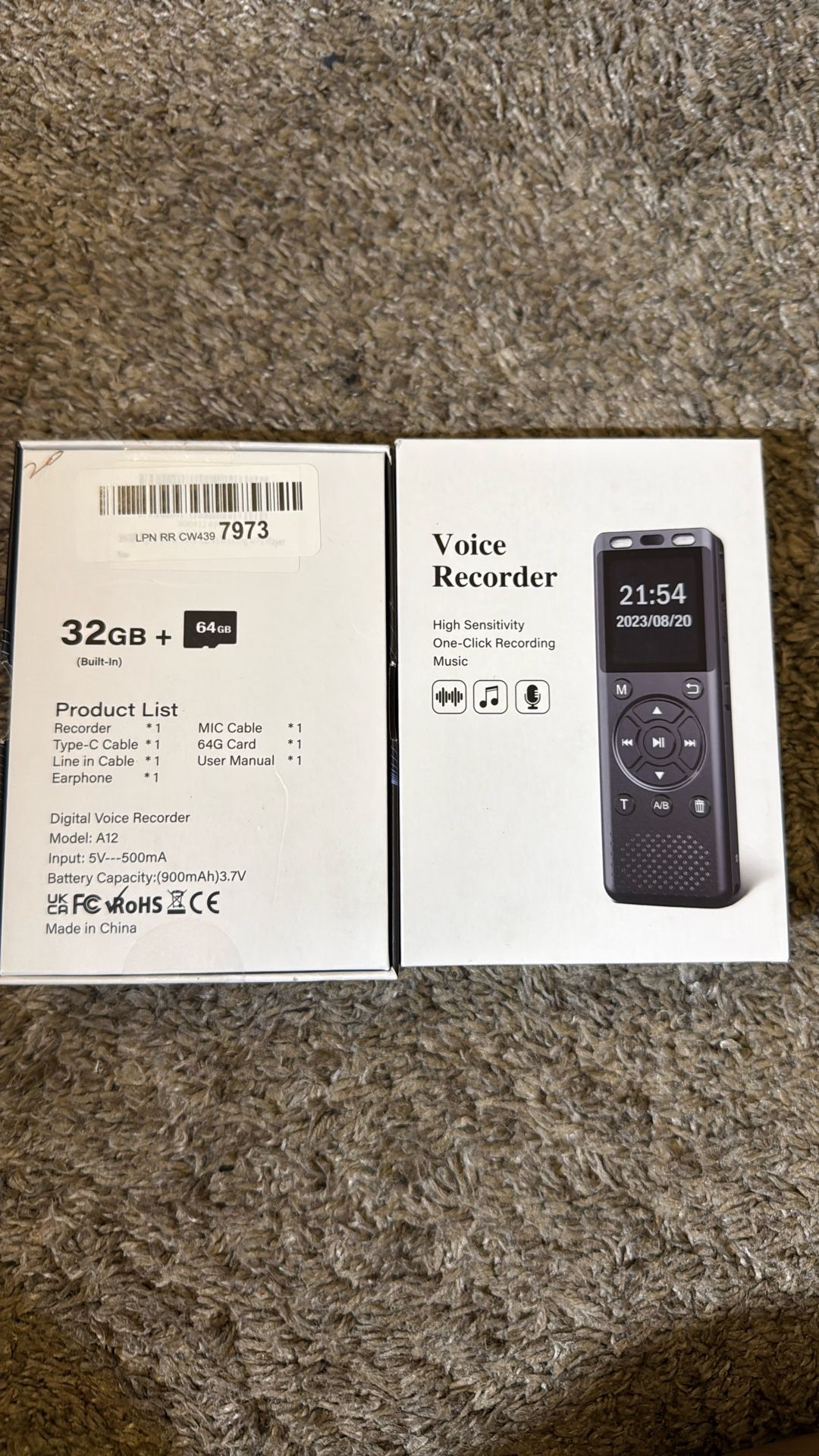 96GB Digital Voice Activated Recorder with Playback, 7000Hrs Dual Recording Mode Voice Recorder, Audio Recorder Device with Wireless Microphone, A-B R