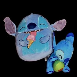 2 ~ Disney Squishmallows Stitch 8” inch & 6 inch Plush Toys NWOT