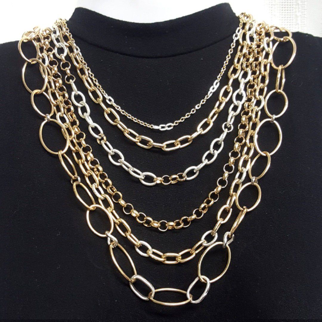 Gorgeous Two-Tone Multi Strand Necklace