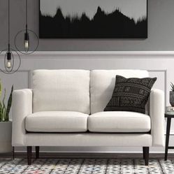 New Modern Upholstered Loveseat Sofa, 56"W, Linen