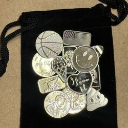 (10) 1 Gram .999 Silver Pieces With Assorted Design In A Velvet Pouch