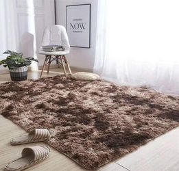 5x7 - Fluffy Shag Area Rug Brown Beige