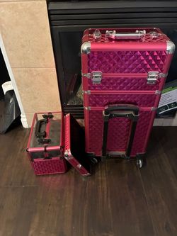 Pink RollingTrain Case Set for Nails