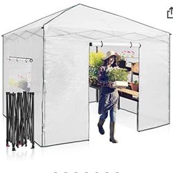 8' x 8' Portable Walk-in Greenhouse and Canopy Tent, Instant Pop-up Fast Setup Indoor Outdoor Plant Gardening Green House Canopy