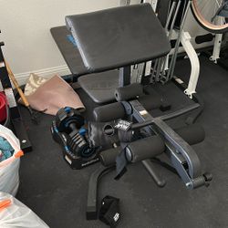 Bench Press With Biceps Curl And  A Set Of Dumbells 