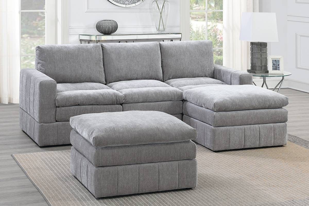 Gray Sectional Sofa With Ottoman