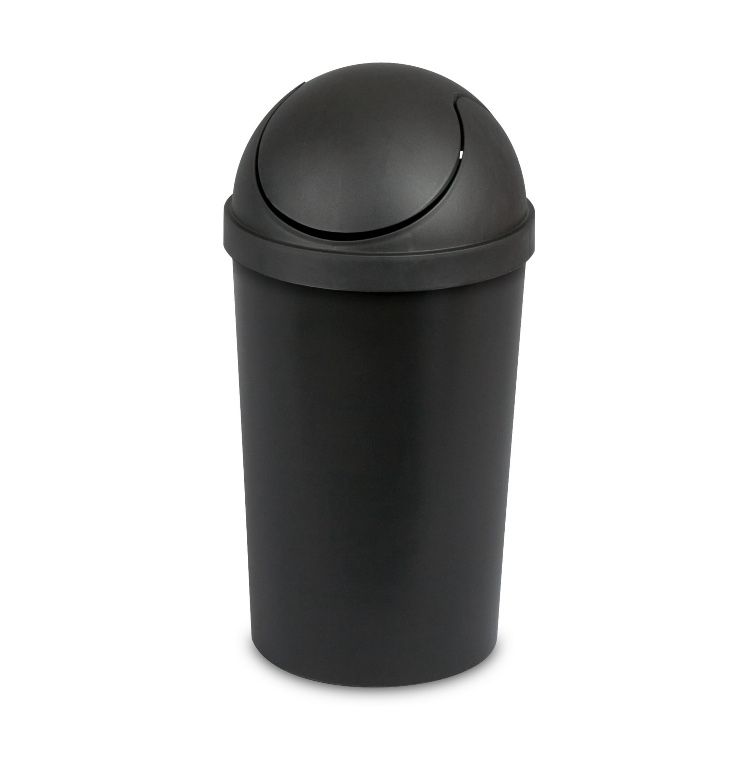 3 Gal. Round SwingTop Wastebasket Plastic, Black