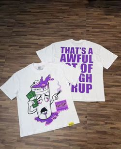 White Graphic T-Shirt Purple Print