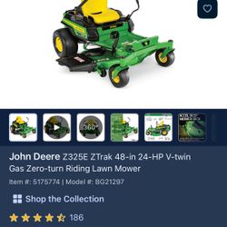 New John Deere Z325E ZTrak 48-in 24-HP V-twin Gas Zero-turn Riding Lawn Mower