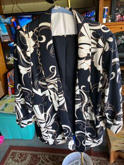 Black Floral Open-Front Kimono Cardigan