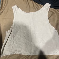 Womens Junior - Boho Button Tank Top Cream - Size M