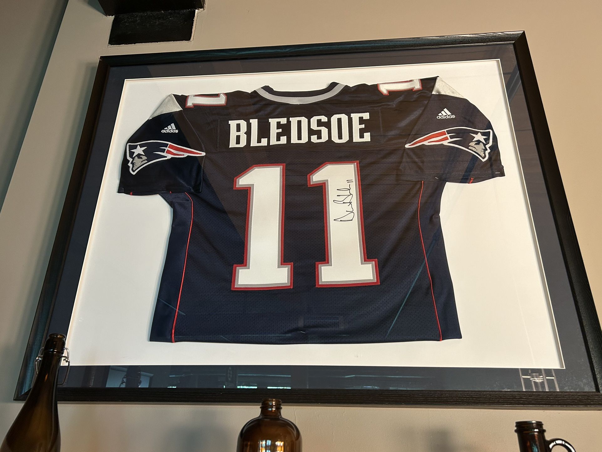 Drew Bledsoe Signed Framed Jersey Auto Autograph Patriots