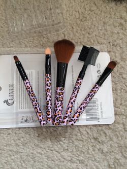 5pc pink leopard brushes set