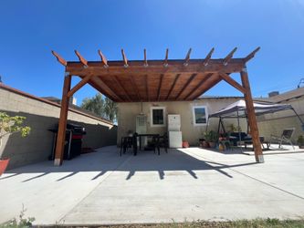 Wood cover awning