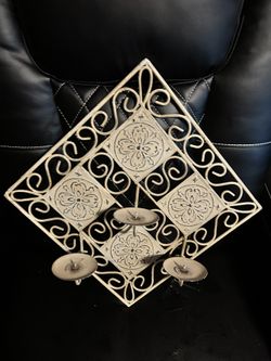 Wall-Mount Metal Candelabra - Holds 3 Candles - Neutral Cream Color - $15 OBO