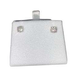 14K White Gold 1.00 Carat Round Diamond Earrings Stud