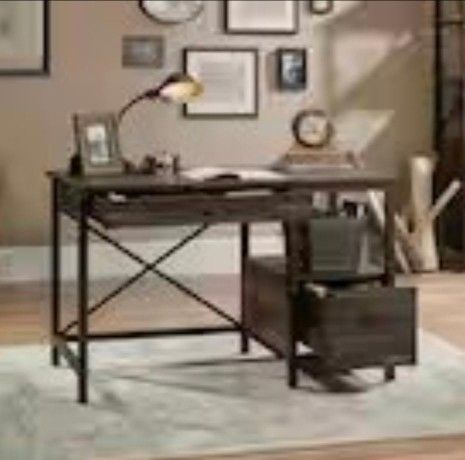 Sauder Carbon Oak 48 in. Rectangular Desk