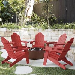 5X Red Adirondack HDPS Chairs