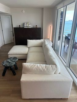 CB2 Couch Deseo 4-Piece Modular White Performance Fabric Deep Depth Sectional Sofa