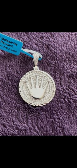 Solid 925 Moissanite Rolex Crown Pendant