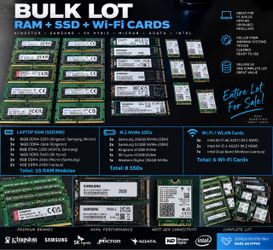 💻 BULK COMPUTER PARTS LOT — RAM / NVMe SSDs / WI-FI CARDS