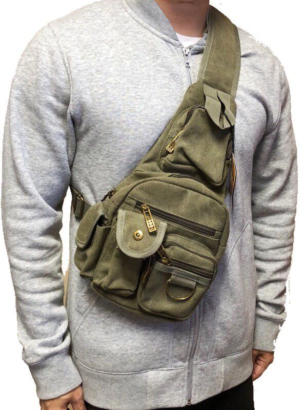NEW! Olive Green Multipocket Crossbody/Shoulder/Side Bag/Pouch For Everyday Use/Traveling/Hiking/Biking/Fishing/Gifts $18