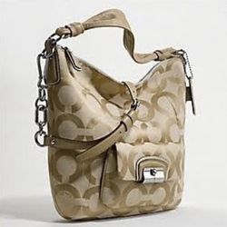 Coach Kristan Gold Tan Signature Satchel Bag