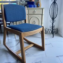 Wool Wood Mid Century Modern Rocking Chair