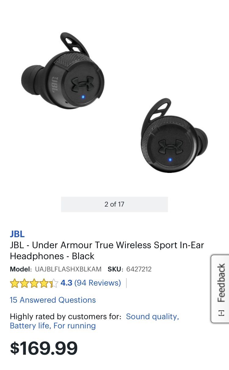 JBL Under Armour True Wireless Flash Sport Headphones