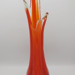 17.5" Vintage L.E.Smith Amberina Swung Vase 