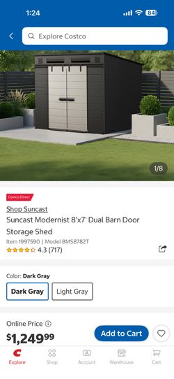 Suncast Modernist 8'x7' Dual Barn Door Storage Shed