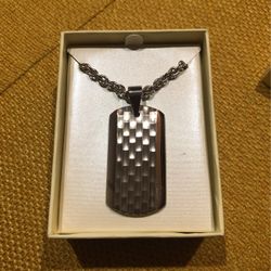 Silver Dog-tag Style Pendant 