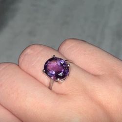 Ring 925 Sterling Silver Amethyst  Size 7