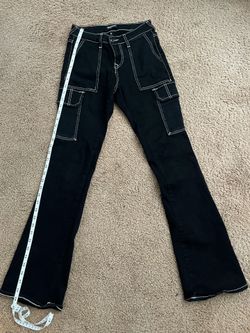 True Religion Black and White Bootcut Jeans