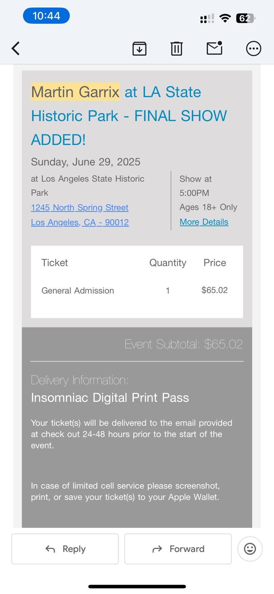Martin Garrix Ticket (Sunday)