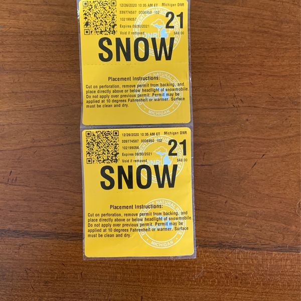Snowmobile Trail Permit Michigan for Sale in Mundelein, IL OfferUp