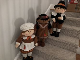 Cute Thanksgiving Decorations for your home or classroom. Pilgrim Girl, Boy and Indian. $20 each.
