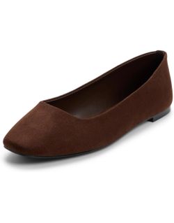 ALDO Women's Camylaa Square Toe Ballet Flat Color: Brown Size: 8 Embodying quiet elegance and timeless charm, this ballerina pairs effortlessly with