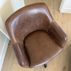 Helvetica Desk Chair – Antique Bronze Leather (West Elm)