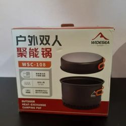 Widesea Camping Cookware Outdoor Pot Pan Cooking Equipment Heat Exchange Design for Hiking Backpacking Travel for 2-3 people new selling for only $20
