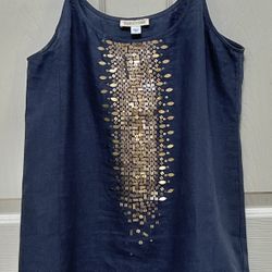 Eileen Fisher Sleeveless Top with Gold Embellishments (S)