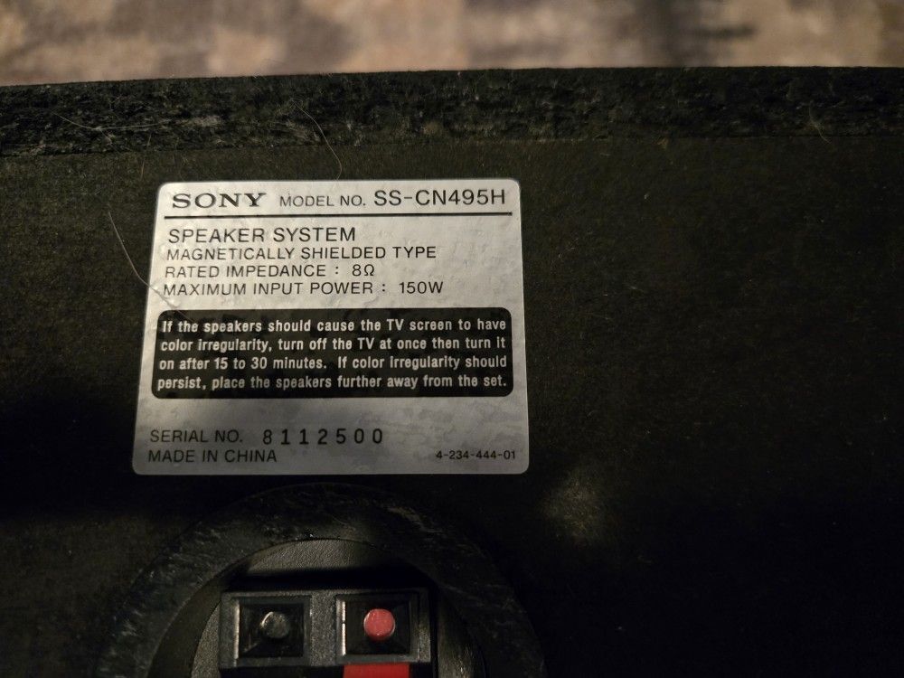 Sony SS-CN495H Center Channel Speaker