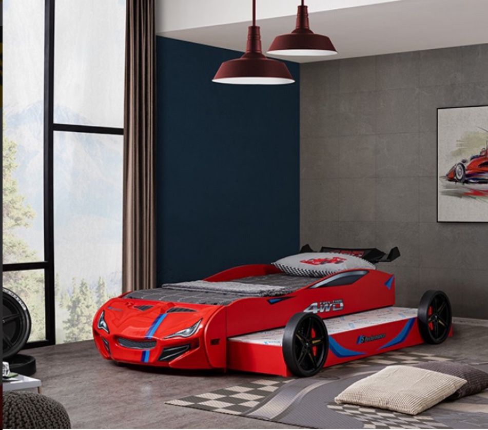 Twin Car Bed With Trundle Mattress Included( Please Read Description For More Information)