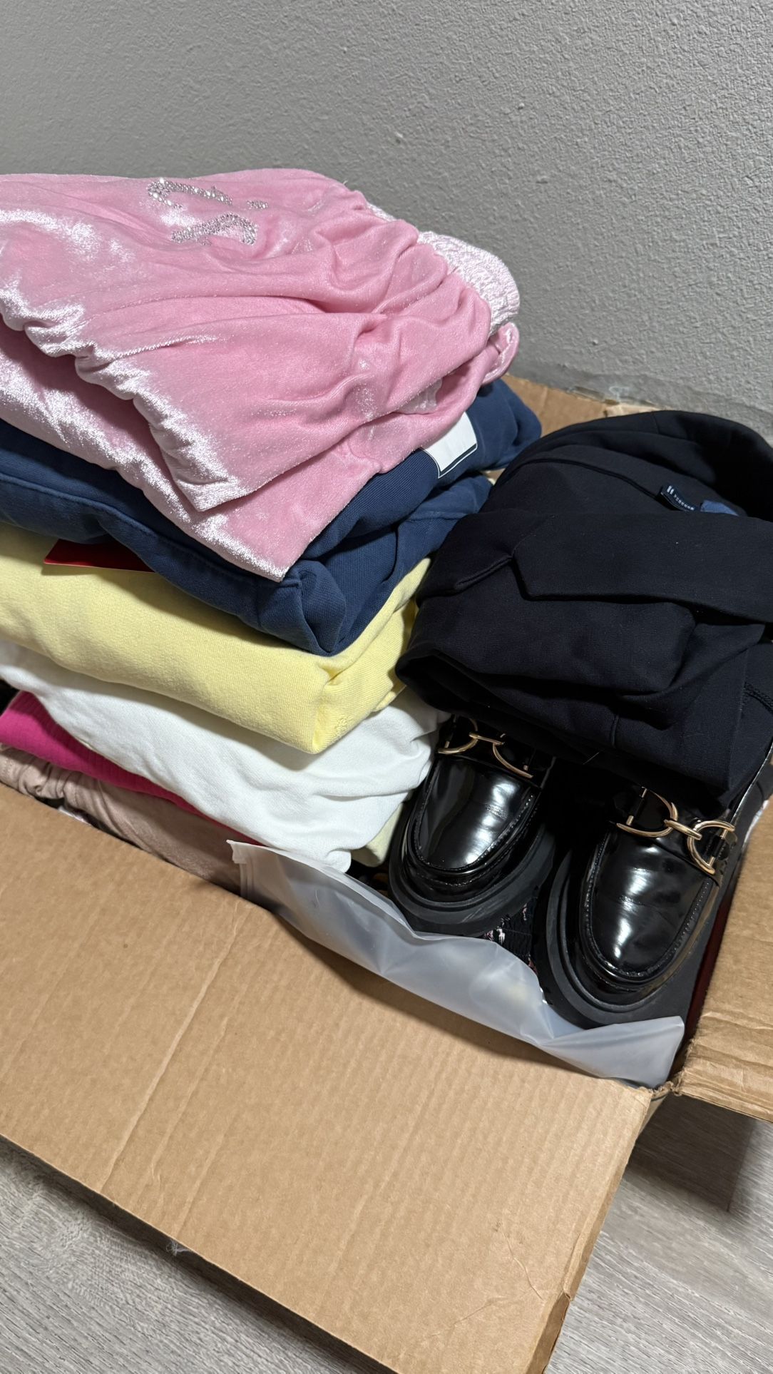 Box Of Clothes + Shoes
