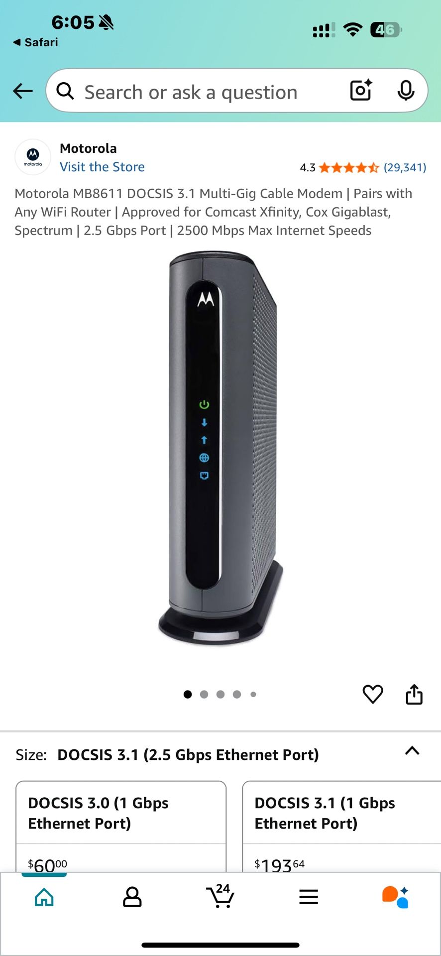 Motorola Modem MB8611 DOCSIS 3.1 cable modem