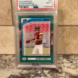 Jayden Daniels Rated Rookie, Green Press Proof Psa Graded