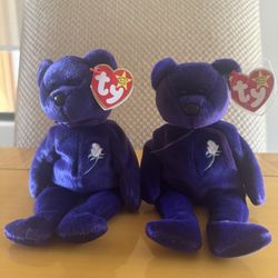 Set Of 2 Princess Bear Beanie Babies