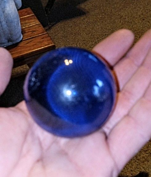 Large Glass Crystal Cobalt Blue Paperweight