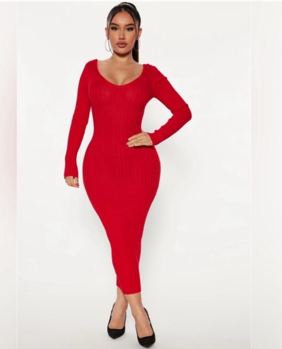 Fashion Nova Kallan Knit Dress - Red