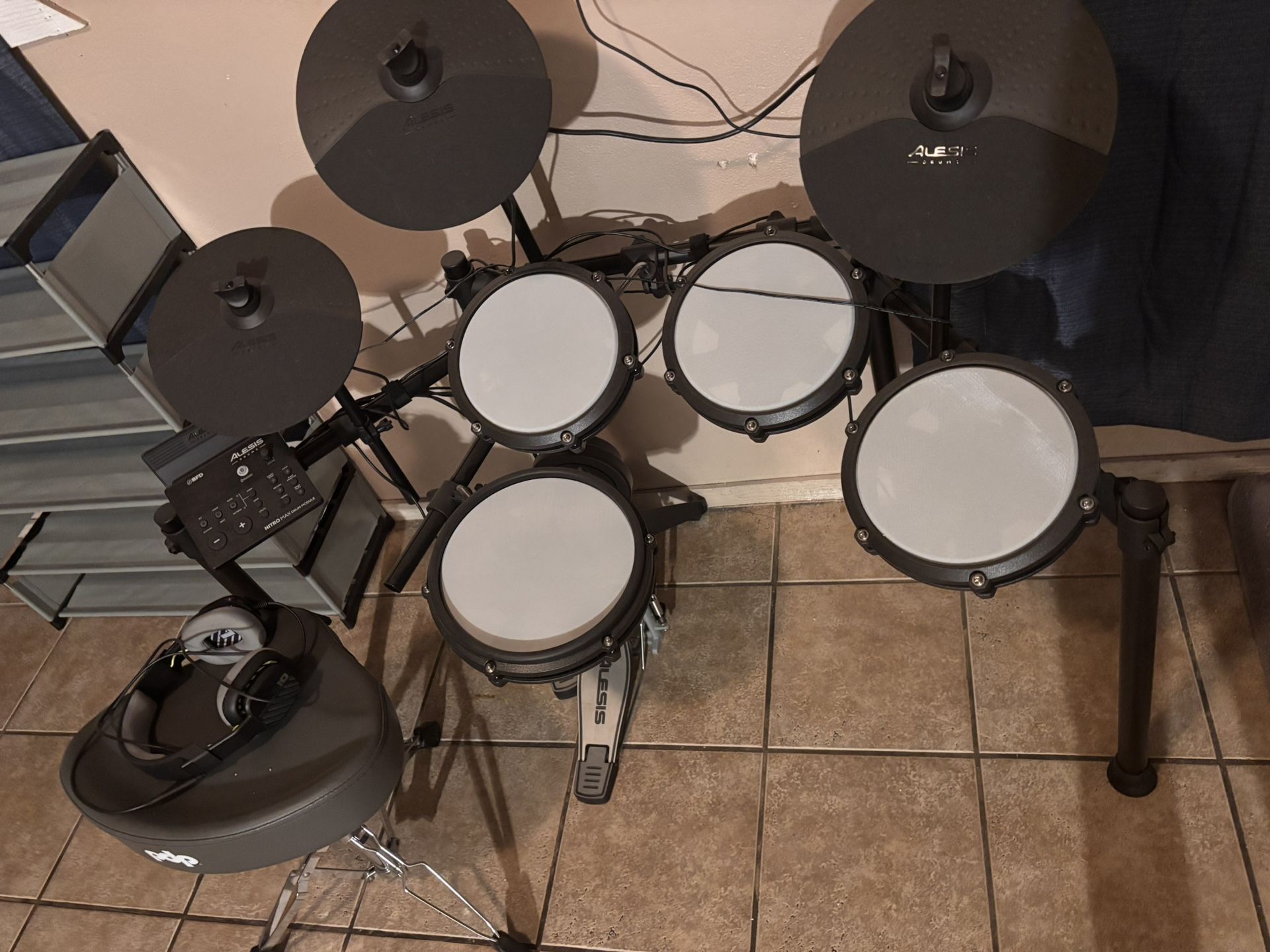 Black Drum-set With Chair